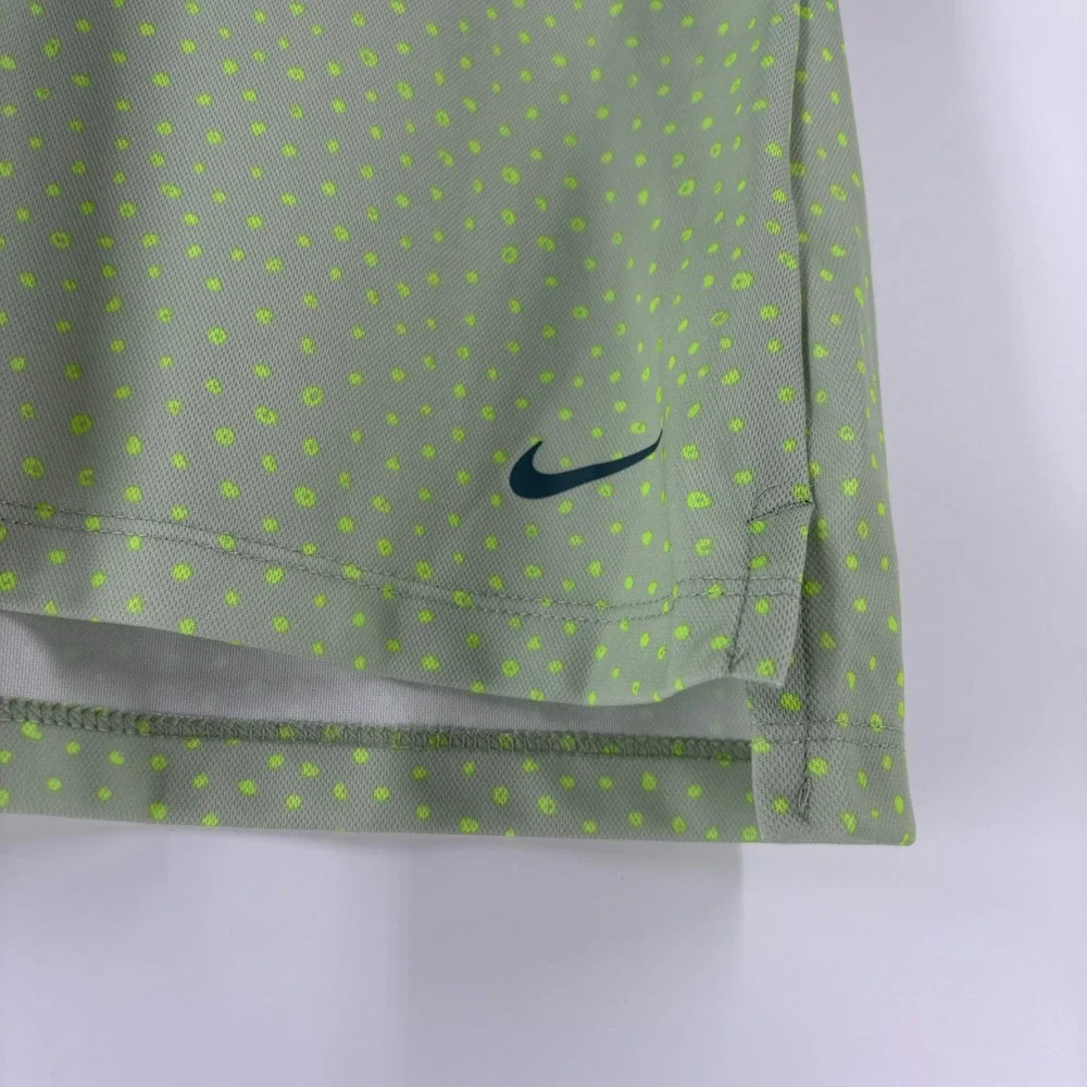 Nike Polo Shirt Womens L Green Dri-FIT Micro Dot Short Sleeve Golf Tennis Top